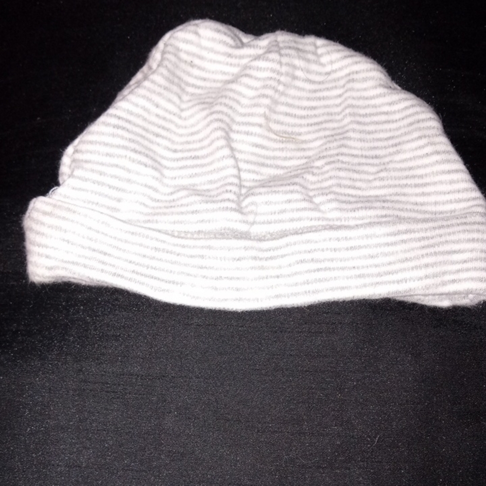 Carter's White and Gray Striped Kids Beanie